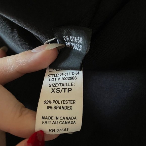 Vintage Black Mini Dress strapless Stretchy Primadonna Canadian, Size S - Picture 4 of 5